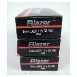 Blazer 9mm Luger Ammo, Approx 150 Rds, Local Pickup Only 