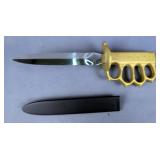  Dagger With Brass Grip Marked U.S. 1918, 6.5" Blade, Window Breaker Pommel