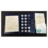 Danbury Mint "Men In Space" Sterling Silver Coins, Includes 14 Coins In Collectors Book
