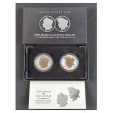2023 Morgan And Peace Dollar Reverse Proof Two-Coin Set, Each Is 99.9% Silver, 0.859 Troy Oz., With 