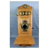 The North Electric Co Antique Wall Mounted Crank Telephone, Approx 26.5" x 9.5" x 12"