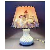 Vintage Van Briggle Art Pottery Lamp With Butterfly Shade, 13" x 10", Powers On