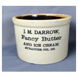J.M. Darrow Fancy Butter Stoneware Crock, 5" x 7.5"