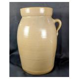 Antique Glazed Stoneware Butter Churning Crock With Lid, Approx 16.75" x 12" 