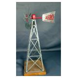 Metal Aero MFG. Windmill On Wood Base, Model 12-B, 17" Tall