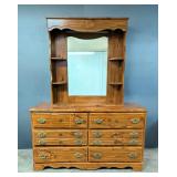 Hutch Style 6 Drawer Dresser With Mirror, Measures Approx 72" x 54" x 16