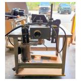LA Weaver Industrial Shaper With Baldor Power Feed, Powers On, On Metal Table With Wheels 