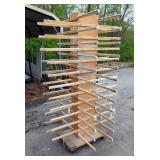 Custom Built Rolling Four Sided Wood Material Rack, 78" x 44.5" x 48" 