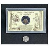 Genuine Ancient Roman Empire Bronze Coin, And Reproduction Ancient Greek Silver Dekadrachm Coin 