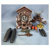 German Regula Black Forest Cuckoo Clock With Dimensional Stag And Weights