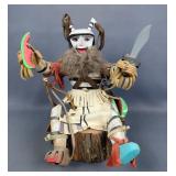 Kachina Clown Figure, Navajo Made By Connie Eosnty 2/22/94, 9" Tall