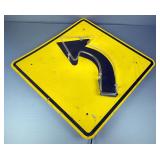 Custom Made Neon Left Curve Traffic Sign 30" x 30" 
