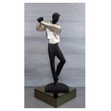 R. Danel Golfer Signed Sculpture By Austin Productions, 1989, On Mirrored Pedestal
