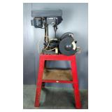 Drill Press, Model 813B And Central Machinery 8" Bench Grinder On Metal Stand