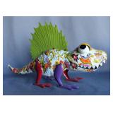 Enameled Metal Spinosaurus Abstract Dinosaur , Approx 12" x 21" x 7" 