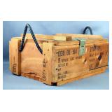 Wood Latching Hand Grenade Box With Rope Handles, 17.5" x 13.25" x 8.5" 
