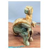 Polished Green Onyx Dinosaur Statue, 6.25" Tall x 4.5" Long 