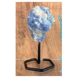 Mineral Specimens, Black Obsidian, Fuchsite, Sodalite, And Rose Quartz, On Metal Display Stands, 5"-