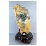 Large Fluorite In Matrix Mineral Specimen, On Wood Display Stand, 23.9kg, 20.25" Tall 
