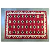 Navajo Style Woven Textile Rug With Geometric Designs, 114" x 80"