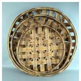 Round Tobacco Basket, Set Of 3, 1st Basket Measures 17" x 17", 2nd Basket Measures 21" x 21", 3rd Ba
