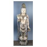  Polychrome Plaster Chinese Guanyin Statue, 55" Tall 