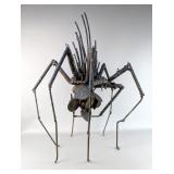 Large Metal Spiked Spider Sculpture, 26.5" Tall 