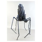 Metal Spiked Spider Sculpture, 17" Tall 