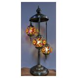 Turkish Mosaic Table Lamp With 3 Globes, 30" Tall 