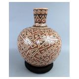 Mata Ortiz Polychrome Pottery Vase, Artist Signed "Gerardo Mora Tena", Mexico, 5.25" Tall 
