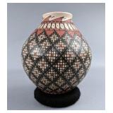  Mata Ortiz Polychrome Pottery Vase, Artist Signed "Alma Flores", Mexico, 4.75" Tall