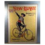  Original 1895 New-Howe Machine Co. Bicycle Art Advertising Poster, Artist Signed "PAL", Framed And 