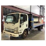 2008 Isuzu NPR Flatbed Truck, VIN 4KLB4B1U78J801038, Miles Showing On Odometer 84,838, Kansas Title