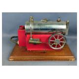 Electric Steam Engine Mounted On Wood Base 