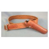 Idaho Leather Co Leather Holster And Belt With Ammo Loops, Marked Rue, 110, R6, And 6 1/2 