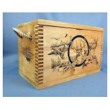 American Wildlife Wooden Ammo Box Manufactured By Evans Sports, 16"L x 8.5"W x 10"H 