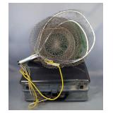 Plano Over And Under Tackle Box, 7.5" x 12" x 17", And Fishing Nets Qty 2 And Cage