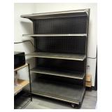 Retail Gondola Shelving End Cap Unit With Casters And Pegboard Backing, Approx 69" x 48" x 24", Incl
