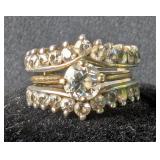 Diamond Solitaire Two-Piece Ring Set, Stones in Ring Guard Test As Glass, Sz 6, Tested With Presidiu