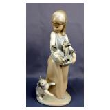 Lladro Following Her Cats Porcelain Figure, 9.5' Tall, Marked '58 M-27 J'