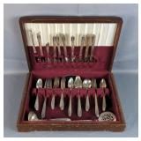 Nobility Plate Floral Patterned Silver Plate Flatware Set, Qty 77 Total Pieces, In Nobility Plate Fe