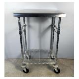 Rolling Stainless Steel Supply Cart, Approx 36” x 24” x 19.5” 