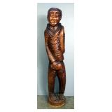 Hand Carved Wooden Statue Of Man, Approx 40” Tall