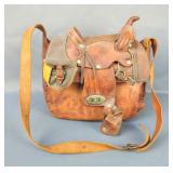 Leather Satchel Bags, Includes Statue of Liberty And Parakeet Beaded Bag And Etched Horse Bag