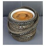  Pfaltzgraff Sedona And Belle & Maison Rope Wrapped Stoneware Canisters, 5' And 6' Tall