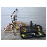 Hoyt Compound Bow Model ZR200, 60lb-70lb, 27'-30.5', With Trigger Release, Wristguard, Quivers, RedH