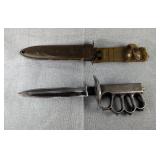 Trench Knife With 5.5' Blade And Knuckle Duster Handle, Marked M-1918, With Scabbard, Marked U.S.M8A