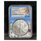 2023 American Eagle $1 Silver Coin, 1oz Fine Silver, Graded MS 70 By NGC 
