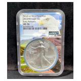 2023 American Eagle $1 Silver Coin, 1oz Fine Silver, Graded MS 70 By NGC