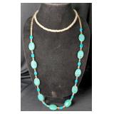Puka Shell Choker, 16', And Southwestern-Style Turquoise And Shell Necklace, Approx 33' 